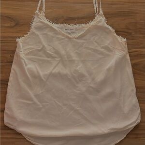 bella dahl cream/pink frayed edge top